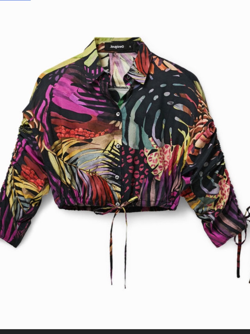 Desigual Multicolor Tropical Cropped Button-Front Shirt